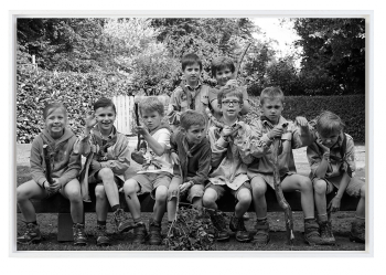 Foto op hout blok zwart wit